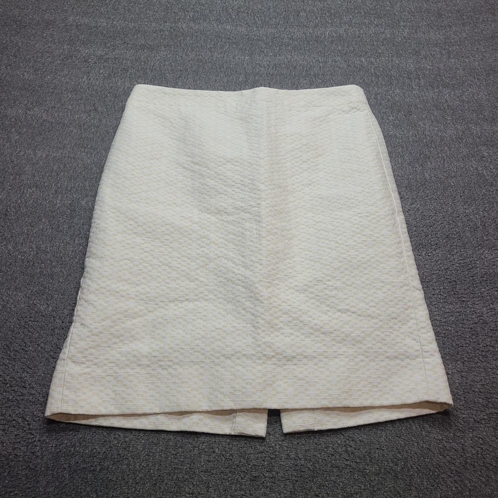 J.Crew Pencil Skirt Womens 8 Cream Yellow Excellent Textured Jacquard